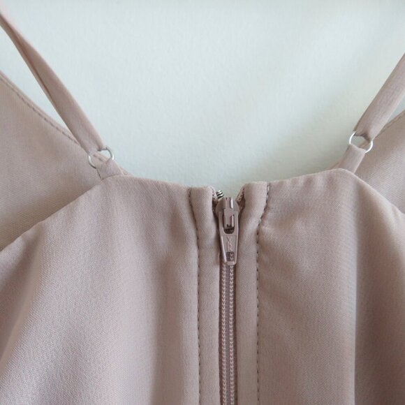 BIRDY GREY Taupe Ruffle Chiffon Maxi Bridesmaid Dress Wedding Neutral - Size XS - Picture 14 of 16